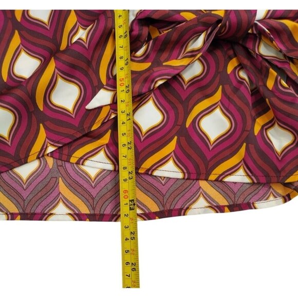 Retro Geometric Print Long Sleeve Cupcake and Paisley Wrap Blouse, NWT - Picture 8 of 8